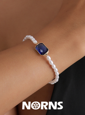 Norns印度皇宫肚皮舞者格方形仿彩色宝石米珠仿珍珠双层项链手链