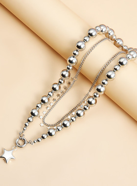 Norns欧美未来赛博感质感五角星吊坠可拆卸锁骨链项链手链套装