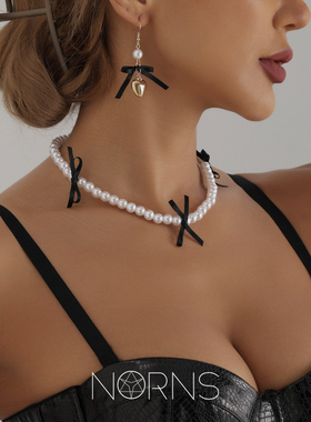 Norns仿珍珠蝴蝶结项链套装