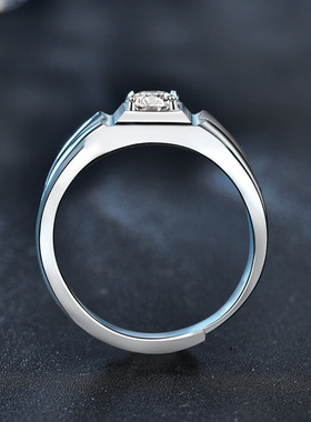 莫桑钻925纯银男士开口戒