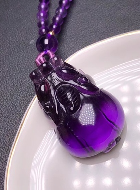 天然紫水晶貔貅吊坠，貔貅招财神兽，紫水晶32.22.13mm