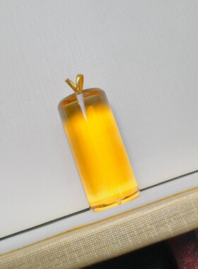 天然巴西黄水晶桶珠吊坠18k金扣头 23-10.6mm重5.5克