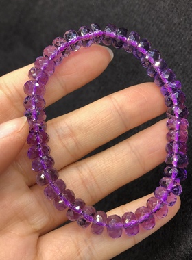 巴西紫水晶盘珠刻面手链尺寸8mm重19.6克