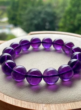 天然乌拉圭紫水晶手链13mm颜色浓郁、爱情守护石 寓意紫气东来！