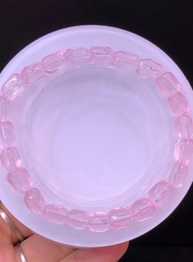 天然莫桑比克星光粉糖豆手串～手工打磨 晶体通透，颜色粉润