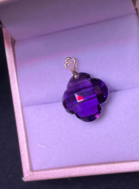 紫水晶四叶草18k金吊坠 裸石规格:18.5*18.5*9.7mm，重4克