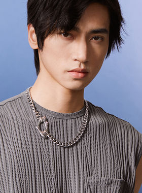 ROADLATIVE原创设计国潮酷钛钢古巴链街头嘻哈项链男cleanfit