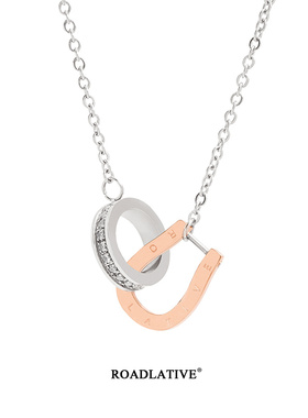ROADLATIVE马蹄扣锆石情侣项链
