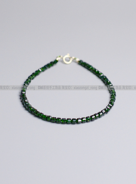 天然绿砂石手链脚链2mm方糖珠