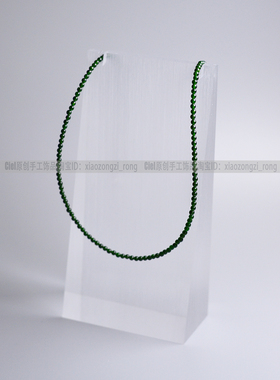 Ciel原创手工绿砂石项链锁骨链短链星空石2mm极细圆珠墨绿沙石女