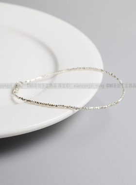 Ciel女925纯银原创方块珠手链