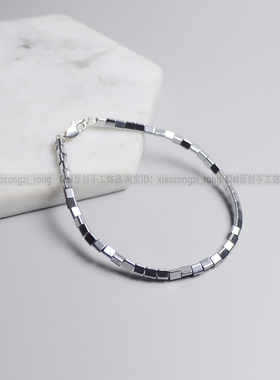 Ciel原创手工天然黑胆石手链