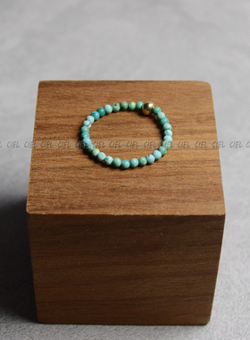 Ciel原创手工天然原矿绿松石戒指2mm极细指环关节戒尾戒十二月石