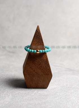 Ciel原创天然原矿绿松石戒指2mm极细圆珠指环关节戒尾戒十二月石