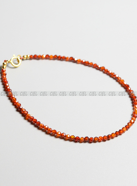 ciel原创手工天然红色小米串锆石