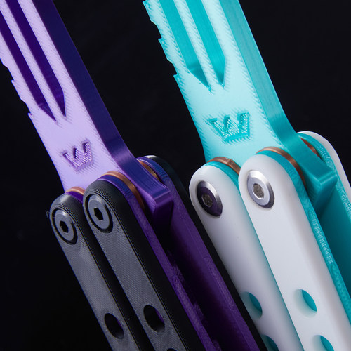 WING工作室 大王乌贼 鹦鹉螺 3D打印塑料蝴蝶刀练习刀未开刃 - 图2