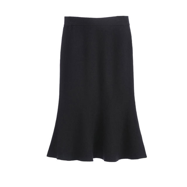 High-waisted, versatile, slimming butt-covering knitted fishtail skirt for fat girls