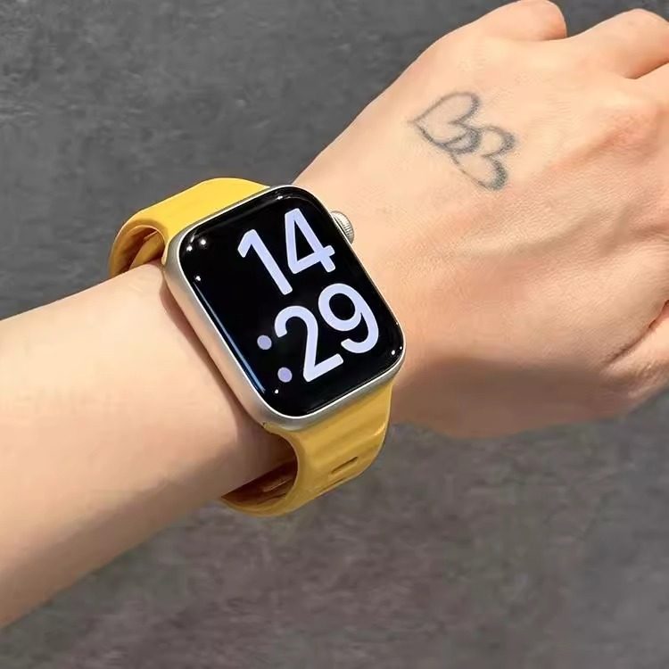 新款高级感黄色硅胶iwatch表带S11适用苹果applewatch女9运动10SE,淘宝优惠券,粉丝福利购,淘宝优惠卷