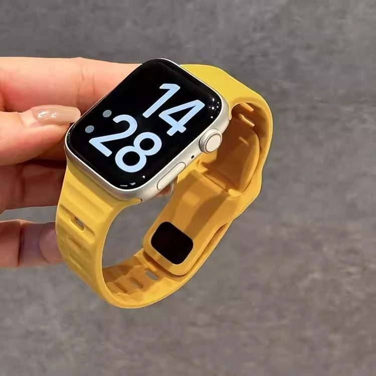新款高级感黄色硅胶iwatch表带S11适用苹果applewatch女9运动10SE,淘宝优惠券,粉丝福利购,淘宝优惠卷