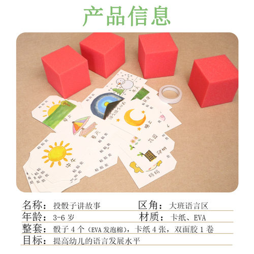 幼儿园语言区活动区域玩具儿童掷骰子根据场景讲故事自制玩教具 - 图0