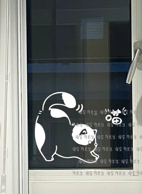 可爱小胖猫贴纸  宠物店客厅阳台猫咖玻璃门窗柜门墙面装饰贴画