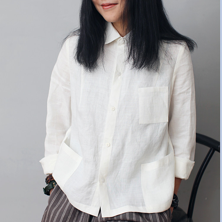 姜欢J&H原创设计 春夏款白色百搭小衬衫
