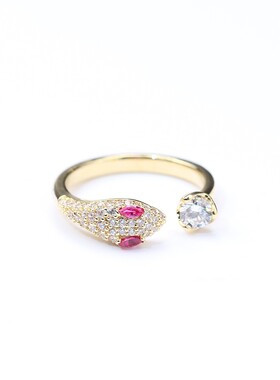 欧美个性小众锆石两色刺猬戒指