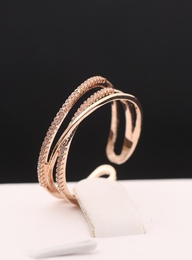 戒指镀金开口双层食指指环戒子女