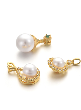 铜厚镀金保色微镶珍珠贝珠