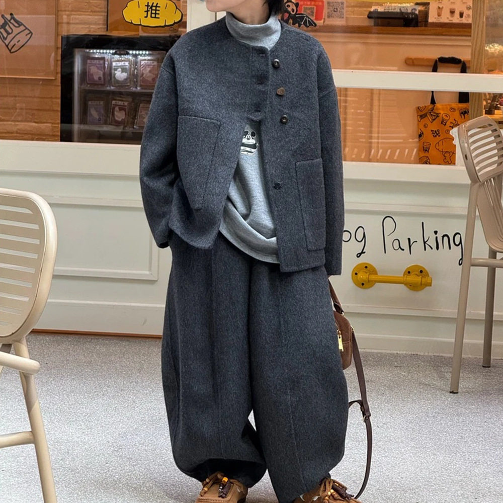 男童秋冬毛呢潮酷痞帅纯色套装2025新款中大童洋气加厚保暖两件套,淘宝优惠券,粉丝福利购,淘宝优惠卷