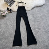 Летние штаны-клёш, штаны, костюм, коллекция 2022, высокая талия, по фигуре, облегающий крой, свободный крой