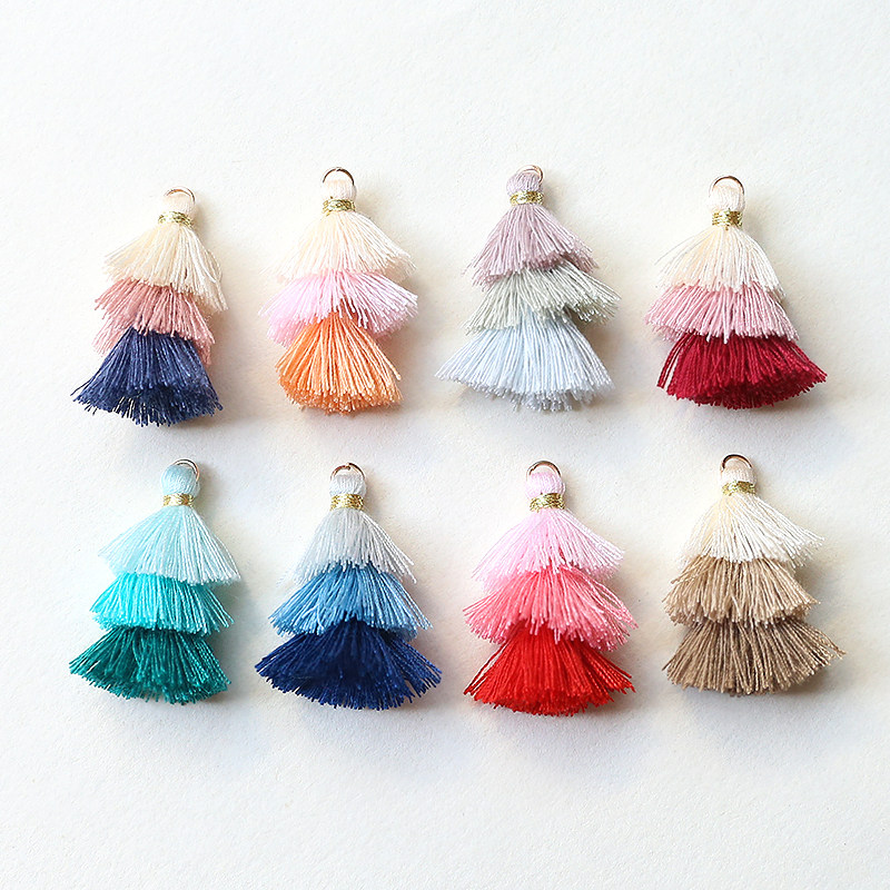 撞色棉线穗子小三层流苏文艺吊坠diy手工饰品耳环项链配件材料,淘宝优惠券,粉丝福利购,淘宝优惠卷