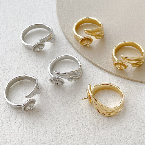 14k包金保色镀真金巴洛克不规则珍珠戒指托diy手工饰品戒指配件 - 图2