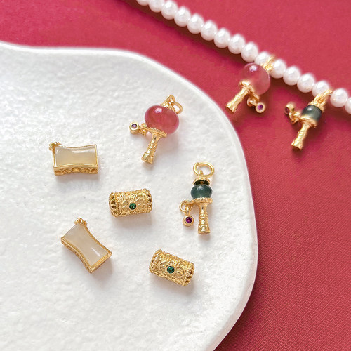 古法铜镀金玛瑙金刚杵提溜竹节隔珠diy手作手链项链编绳串珠配件 - 图2