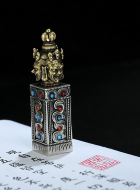 卡为男女黄白铜护法金刚吊坠