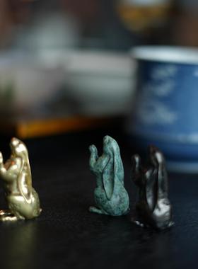 四喜器物可爱复古纯铜许愿小兔子线香插茶宠仙兔摆件礼盒