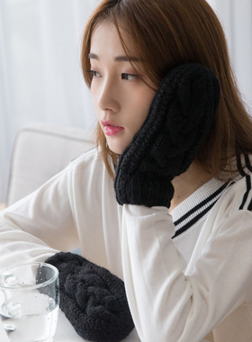 纯手工毛线手套加绒加厚全指女