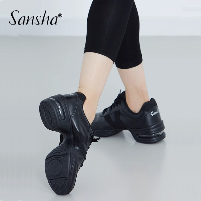 Sansha France Sansha Square Dance Shoes Women's Breathable Leather Modern Dance Shoes Soft Sole Jazz Dance Shoes Air Cushion