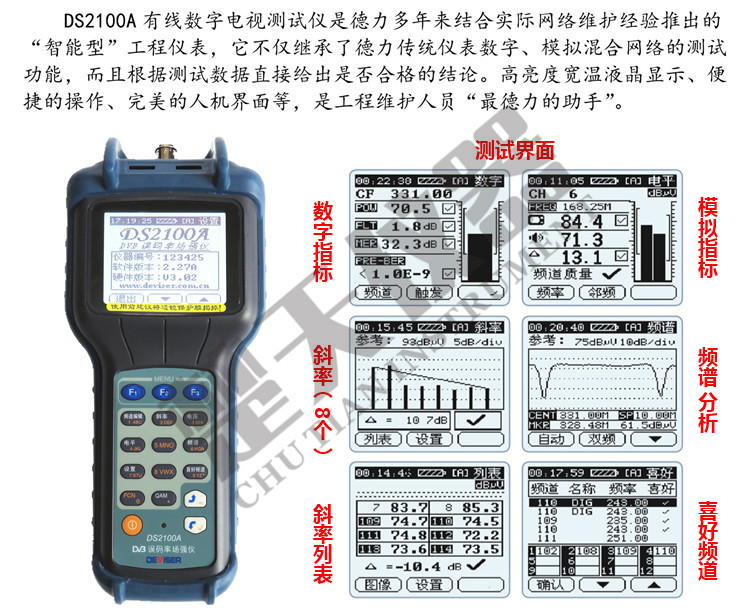 二手德力DS2100A/B/Q数字场强仪 数字电视误码率测试仪DS2000A/BC - 图1