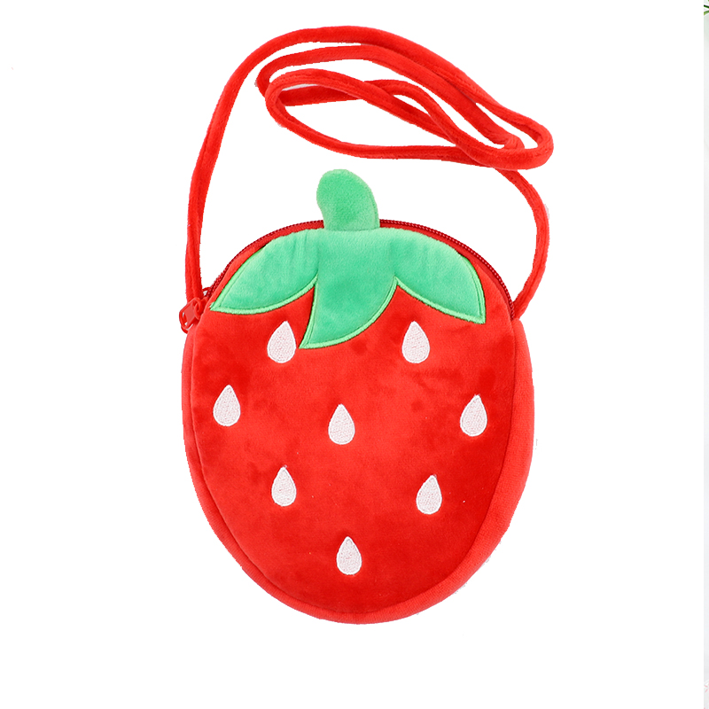 水果系草莓包包毛绒斜挎包儿童双层小女孩零钱包宝宝可爱菠萝背包 - 图3
