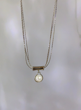 韩国小众甜酷多层项链气质时髦冷淡风格颈链女夏季珍珠锁骨链7635