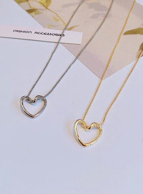 日韩国镂空爱心项链女高级感小众设计颈链2024新款通勤锁骨链7616