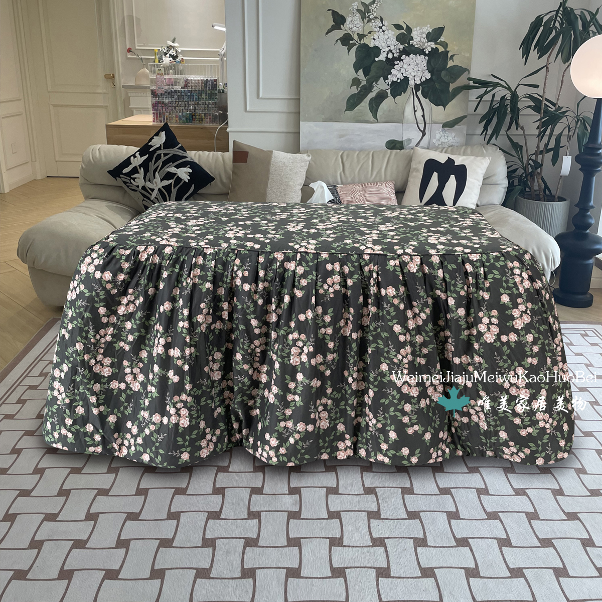 新款加厚可拆洗脱胆简约烤火被罩烤火架罩电暖炉套烤火被罩取暖桌 - 图1