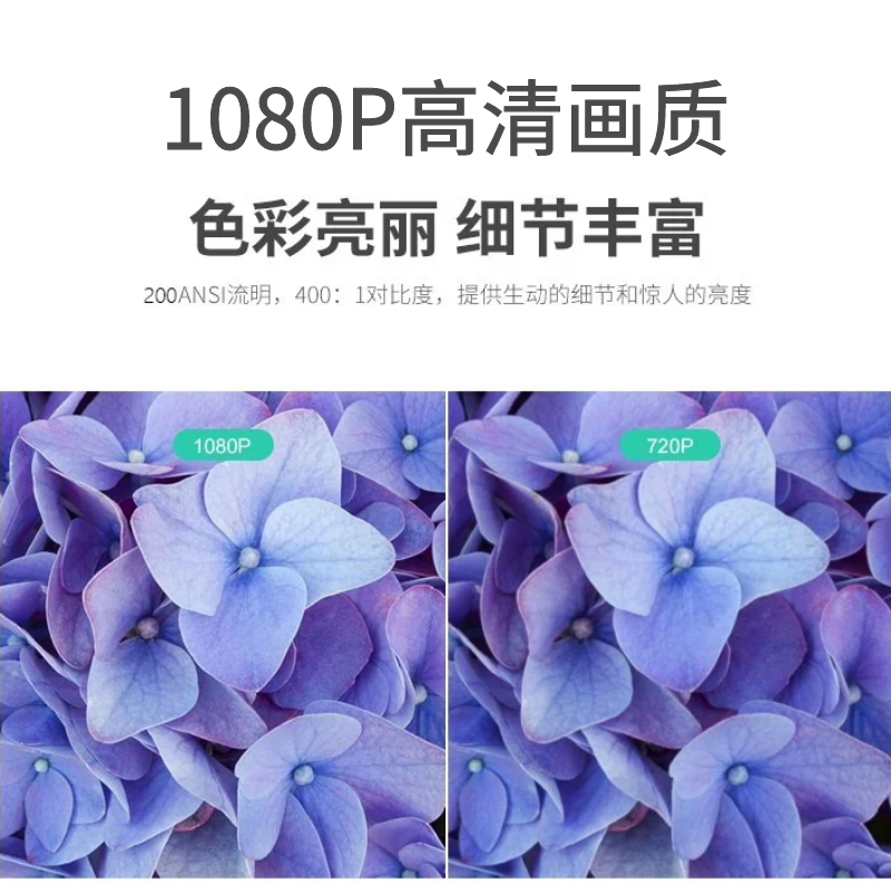 新品DMX6户外智能便携投影仪高清卧室投影年会礼品侧投梯形校正-图1