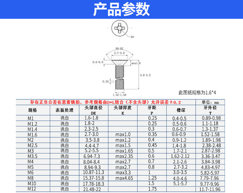 M2.5 M3 M3.5 M4 304不锈钢螺丝GB819沉头十字机钉平头螺栓-图0