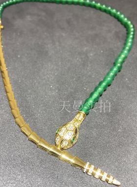 天曼绿玉髓灵蛇项链宝家蛇骨链S925高级感轻奢