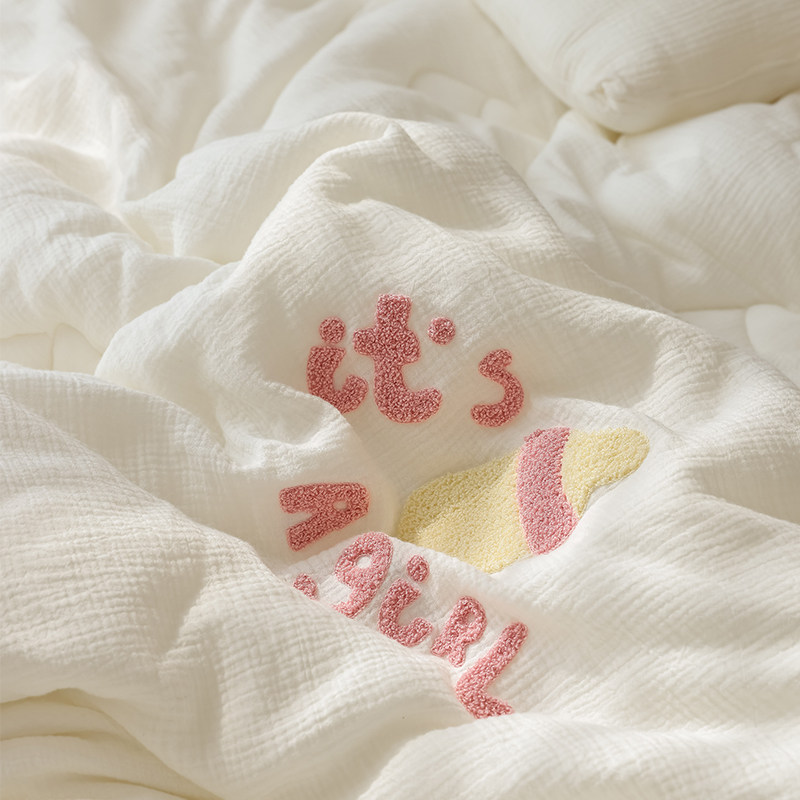 在耳边A类全棉双层纱儿童被芯毛巾绣可水洗空调被纯棉春秋薄被子,淘宝优惠券,粉丝福利购,淘宝优惠卷