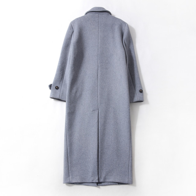 FBB WORKS 高个子羊毛灰色正肩毛呢外套女秋冬长款高级感呢子大衣