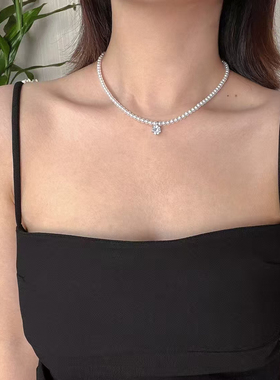 高碳钻正圆强光珍珠项链 4mm极细baby珠女锁骨链轻奢小众高级感