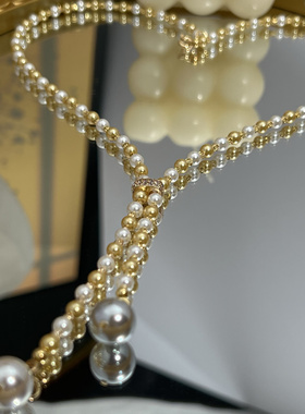 施家珍珠项链女流苏小众设计感百搭锁骨链女 Y字链 毛衣链极细